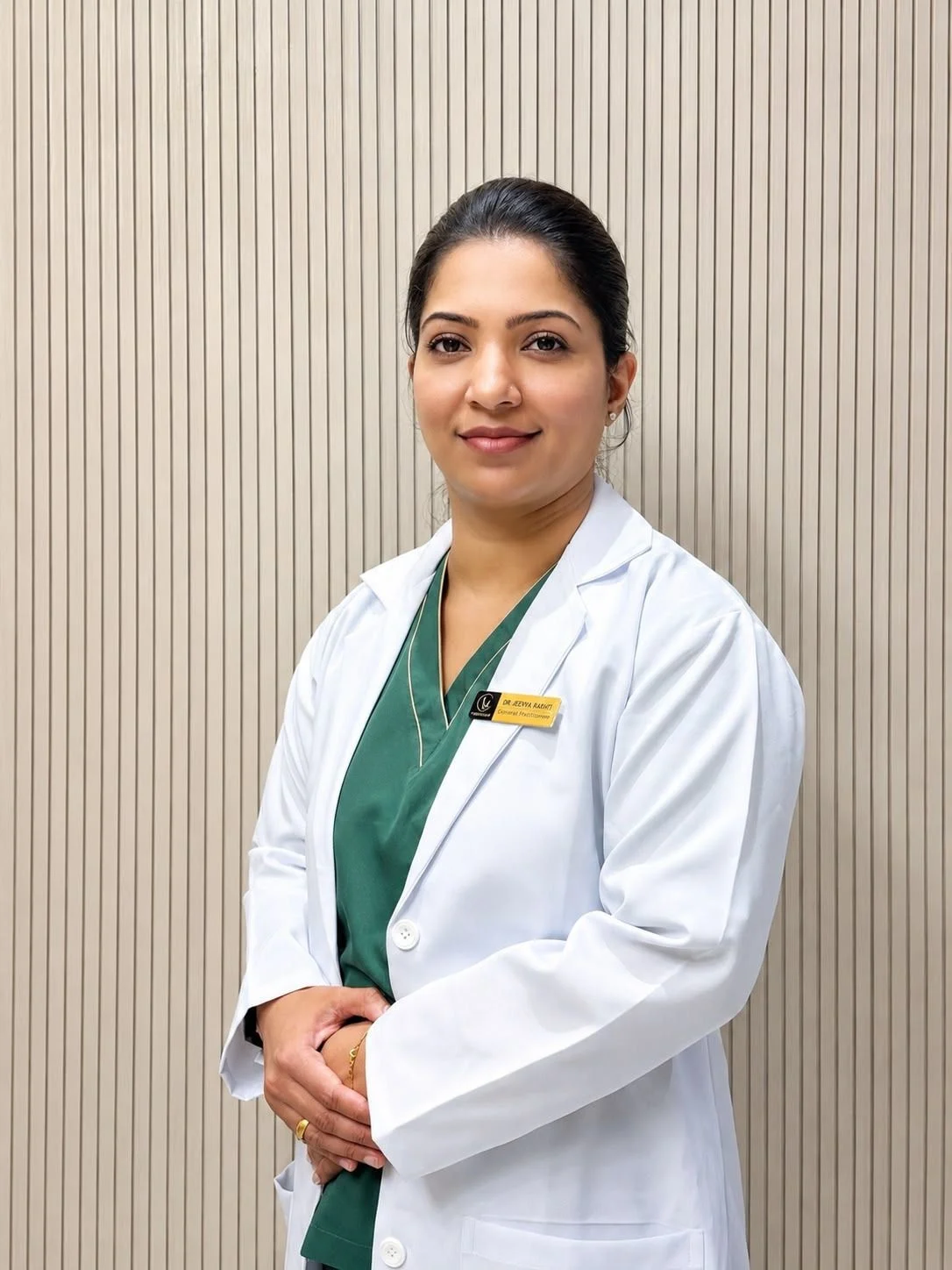 Dr. Neethu, BAMS-qualified DHA-licensed Ayurvedic doctor at Vedara Care Polyclinic, JVC Dubai