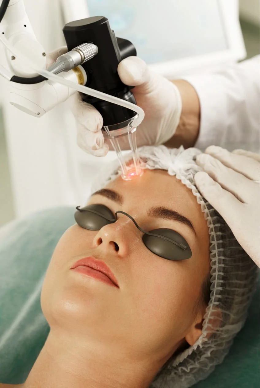 Laser device prepared for a dermatology treatment session